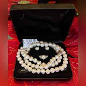 NIB Belle De Mar 4-Pc. Set Cultured Freshwater Pearl in Sterling Silver.